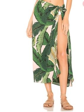 Revolve Beach Riot Green Palm-Print Swim Sarong